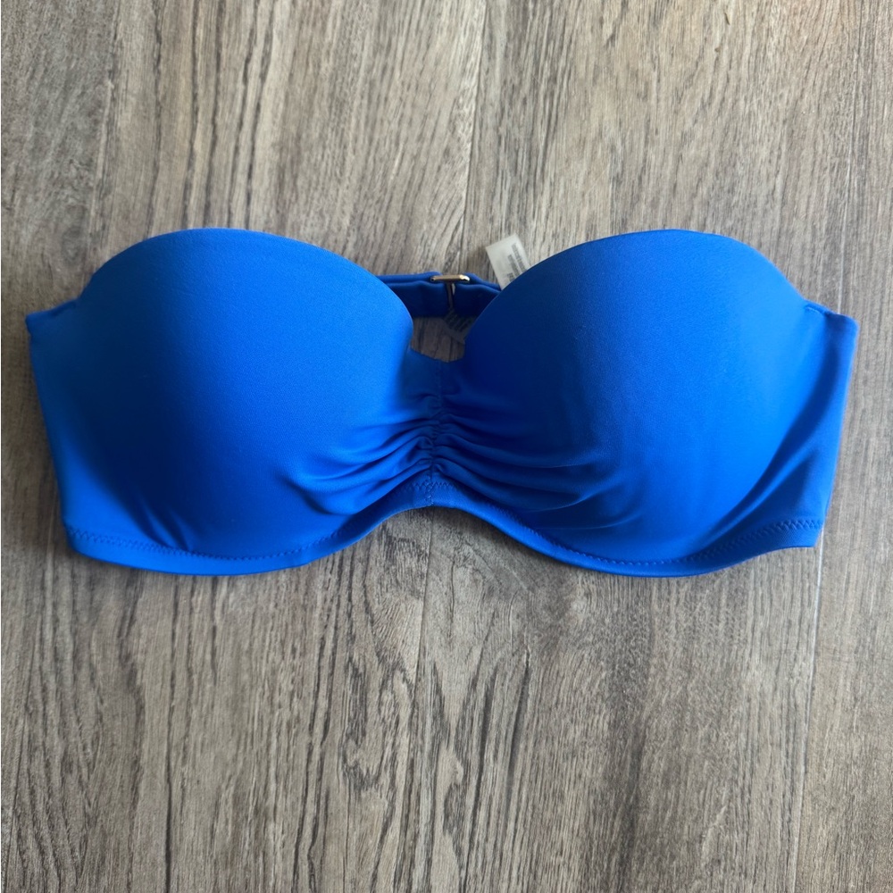 Blue Strapless Bikini Top